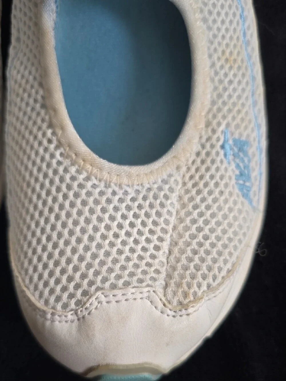 White Mary Jane Sneakers with Light Blue Accents